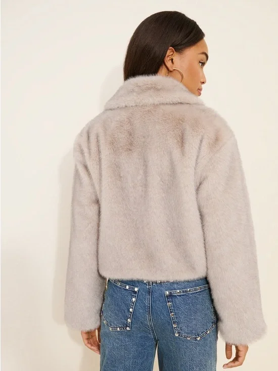 Anthropologie Rae Faux Fur Crop Jacket by Maeve - Picture 8 of 9